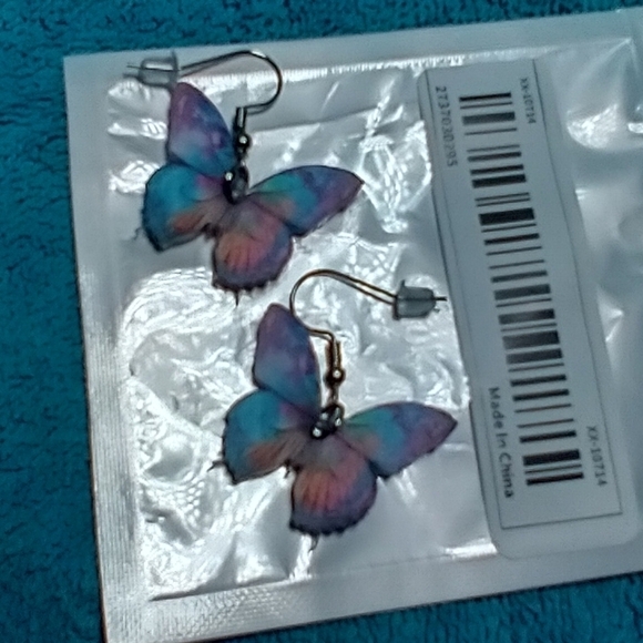 Colorful butterfly wire earrings - Picture 4 of 4